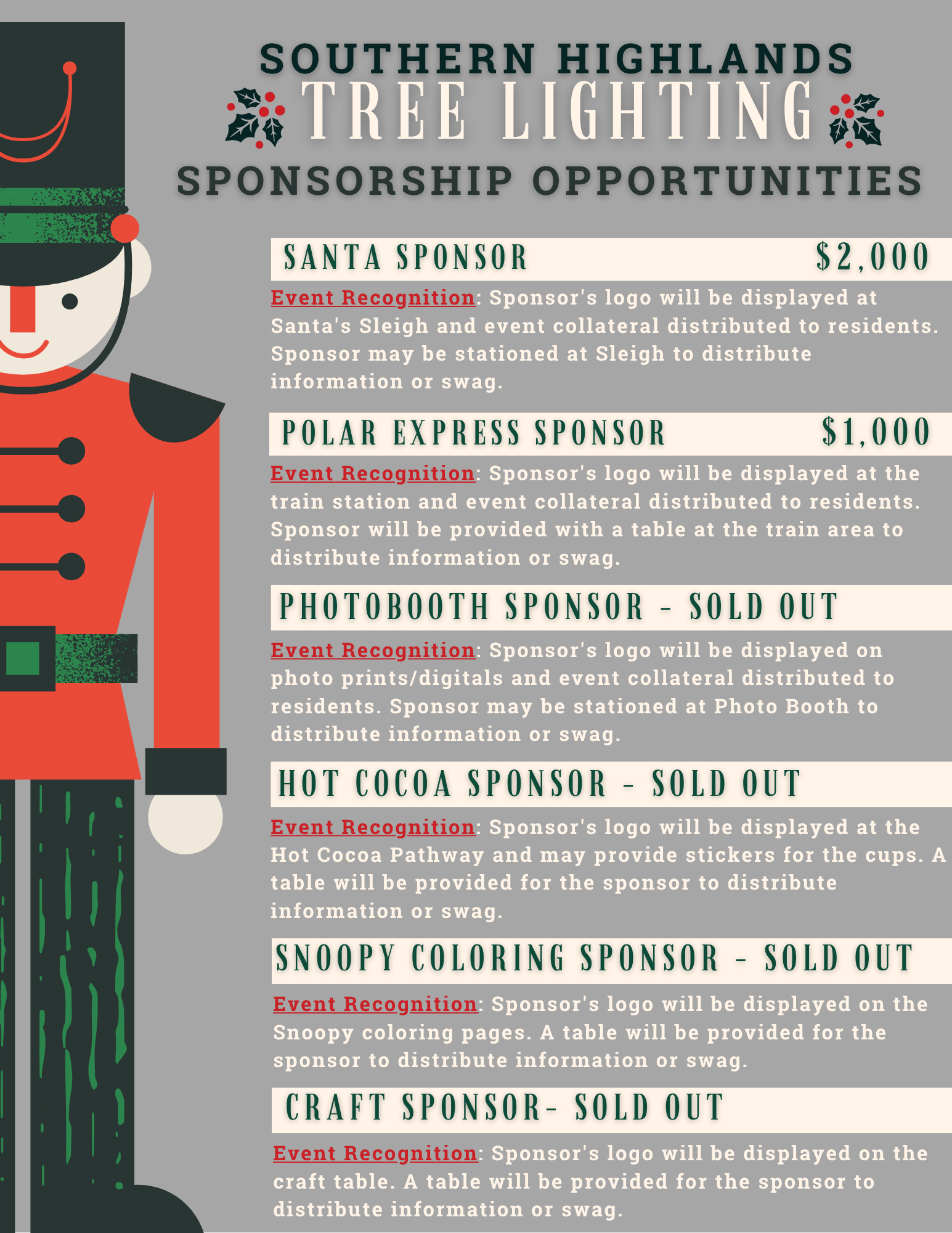 Tree Lighting Sponsorship Request - Southern Highlands HOA